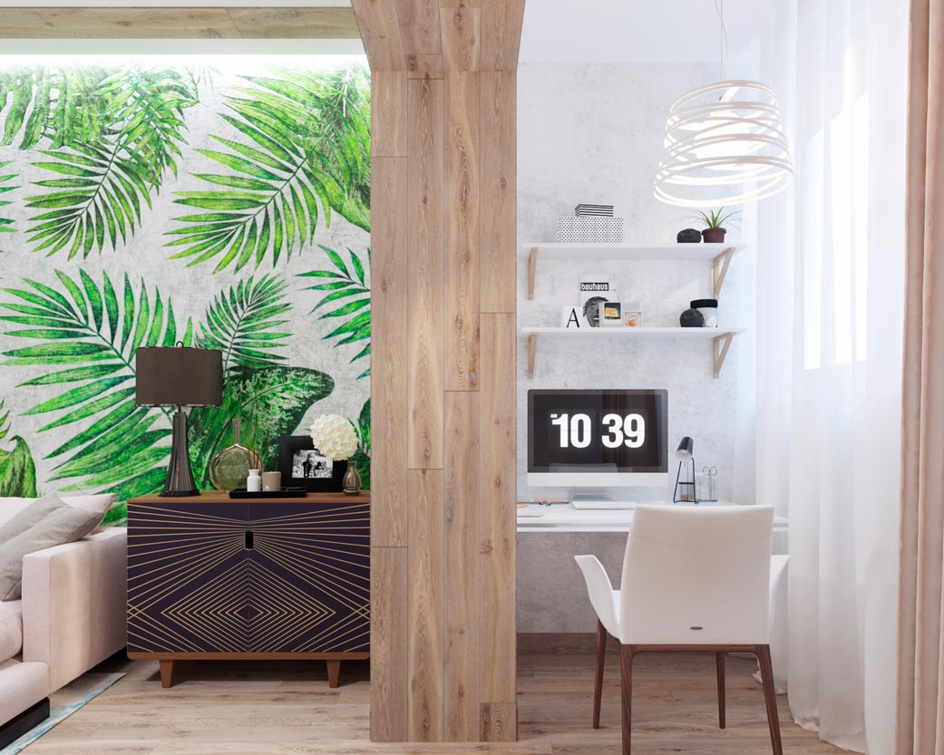 Дизайн гостиной и кабинета в стиле EcoStyle
