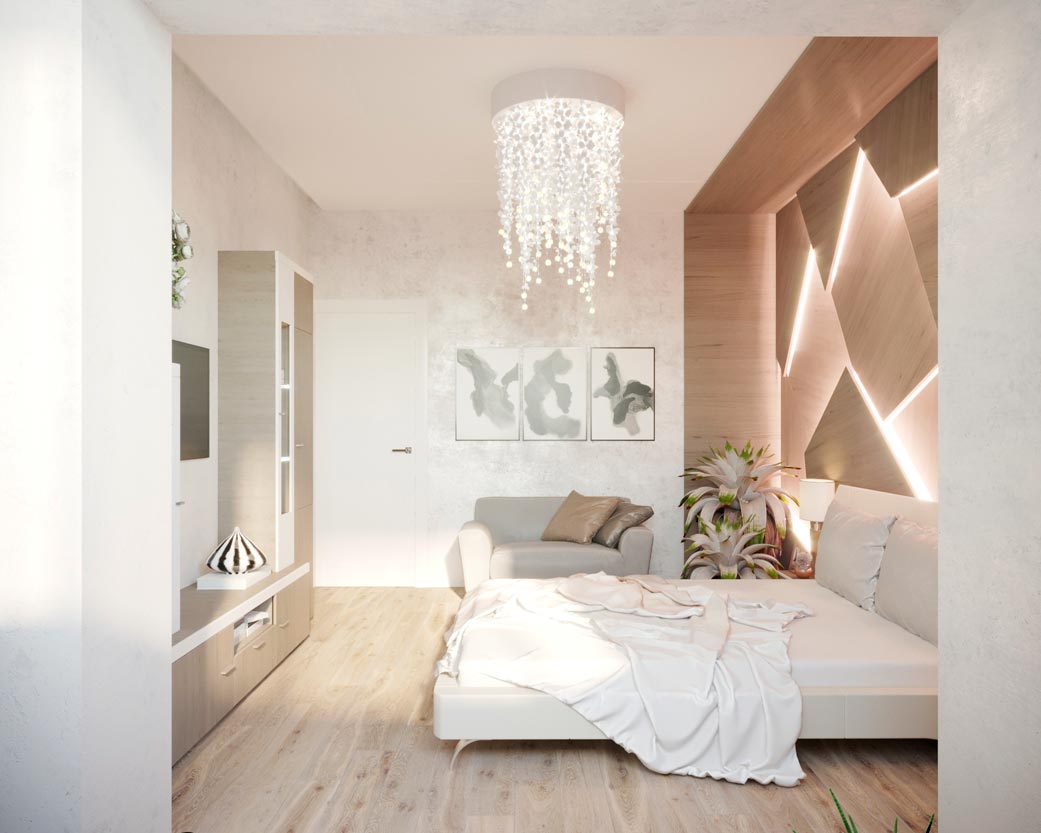 Дизайн интерьера спальни в стиле EcoStyle