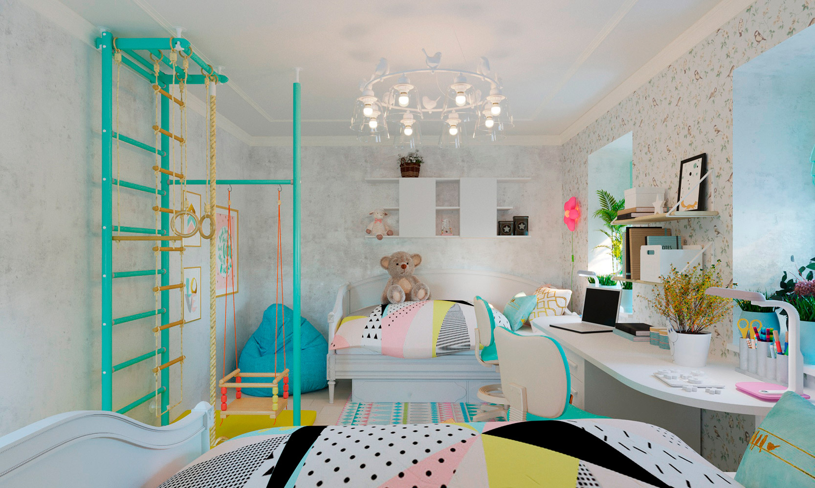 Дизайн интерьера детской спальни в доме